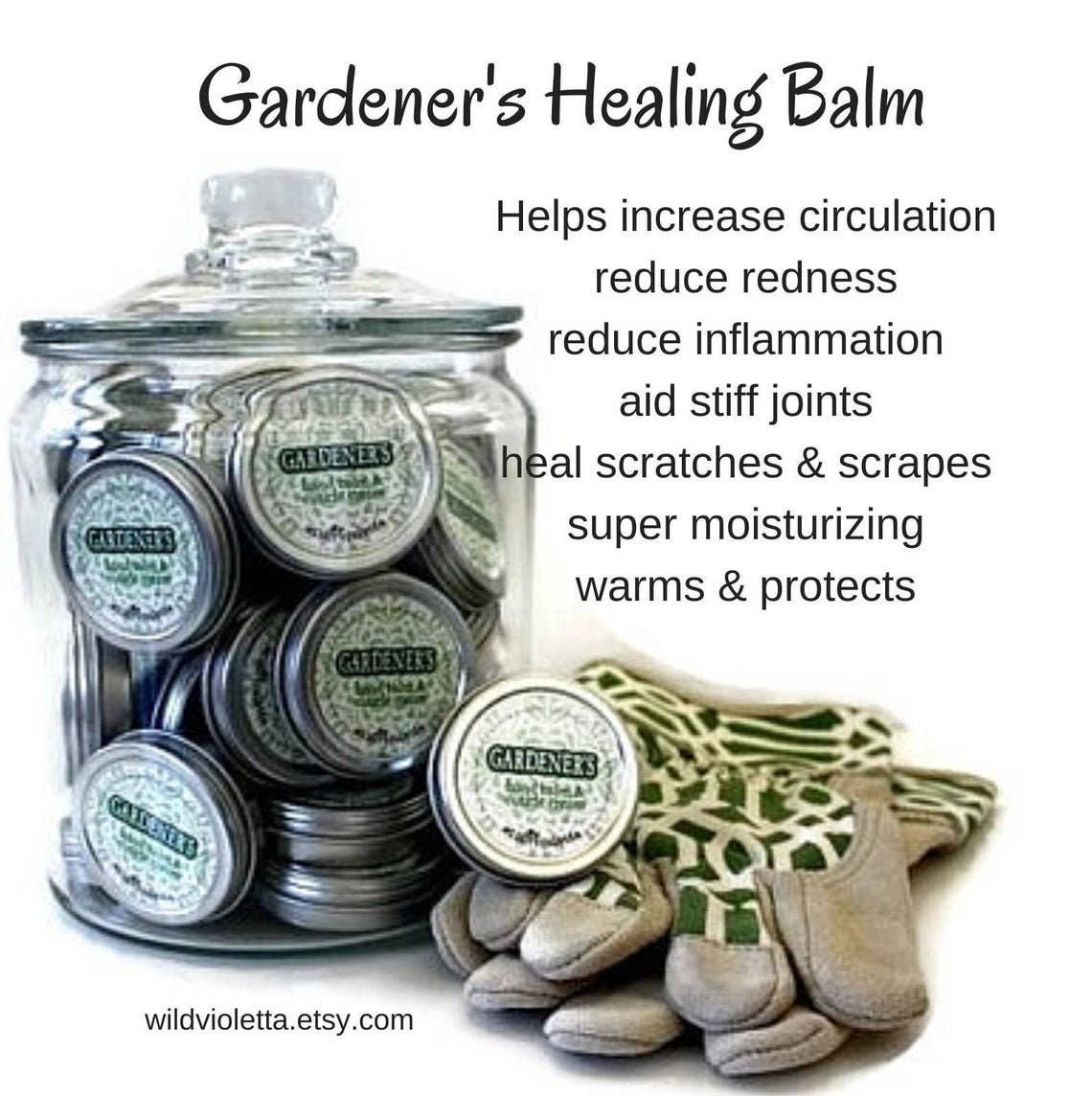 Gardener’s Hand Care Gift Set with Healing Balm, Organic Soap, Nail Brush & Reusable Tin