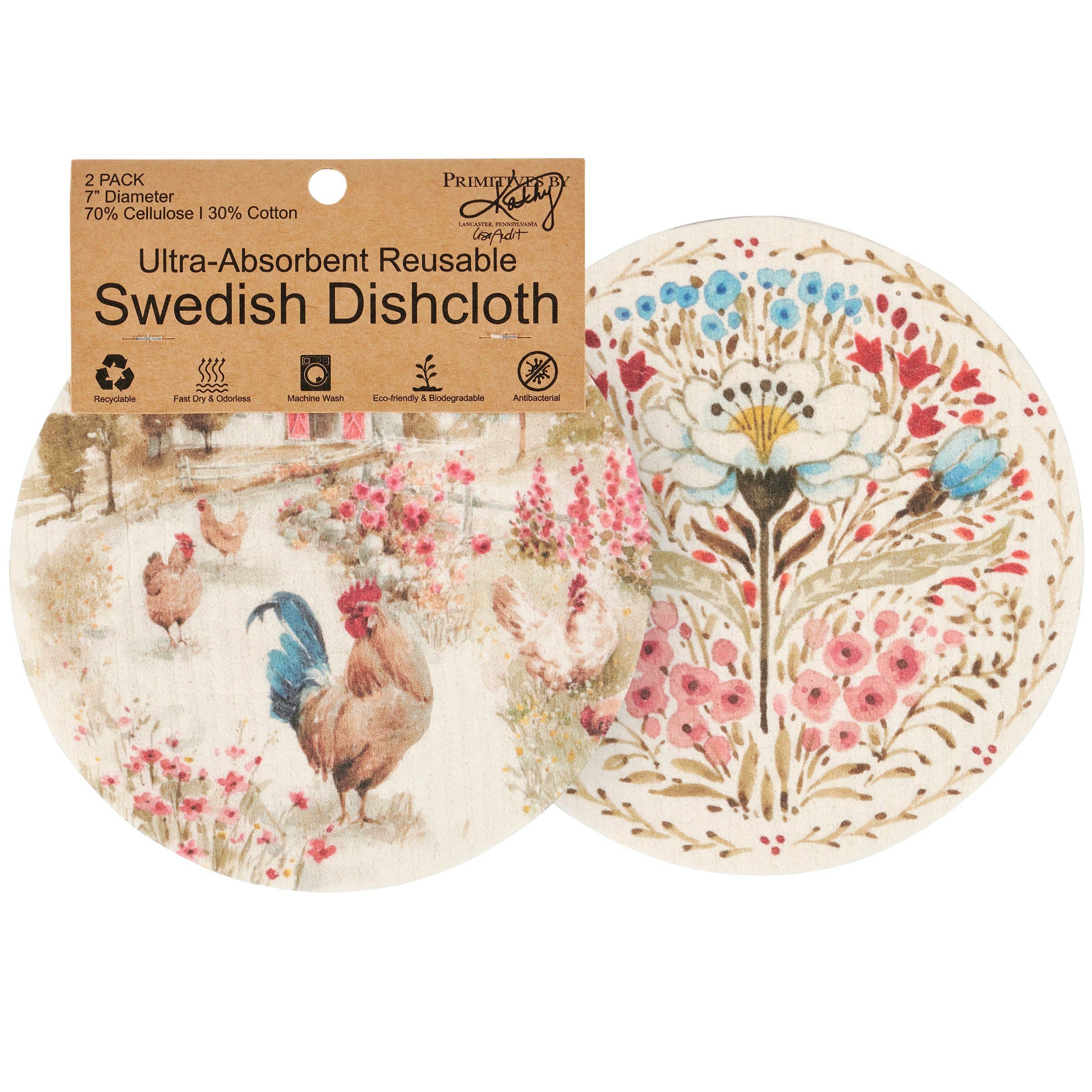 Farm-Themed Swedish Dishcloth Set – 2 Reusable, Eco-Friendly Kitchen Cloths
