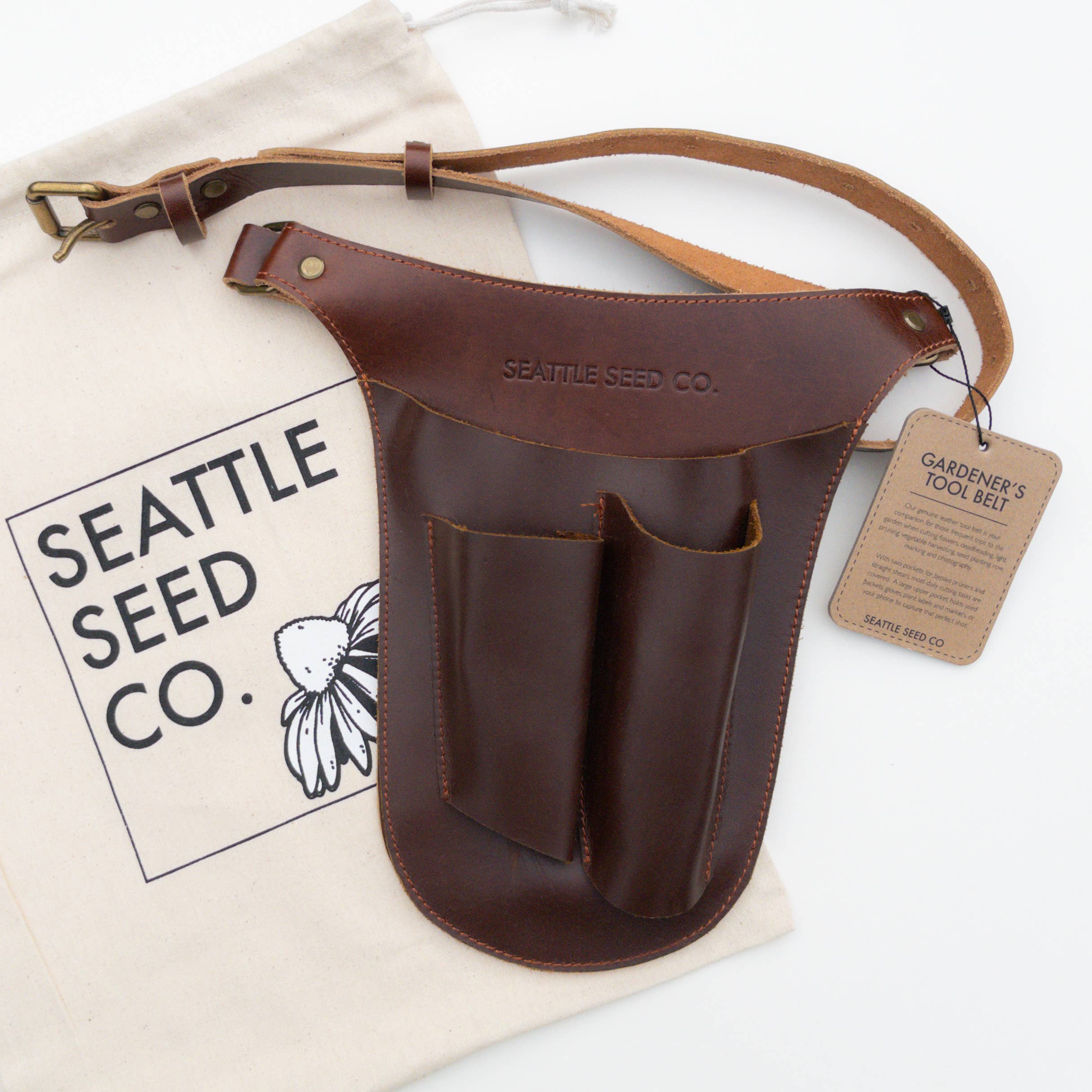 Leather Gardener’s Tool Belt with Adjustable Waist and Multi-Pocket Design