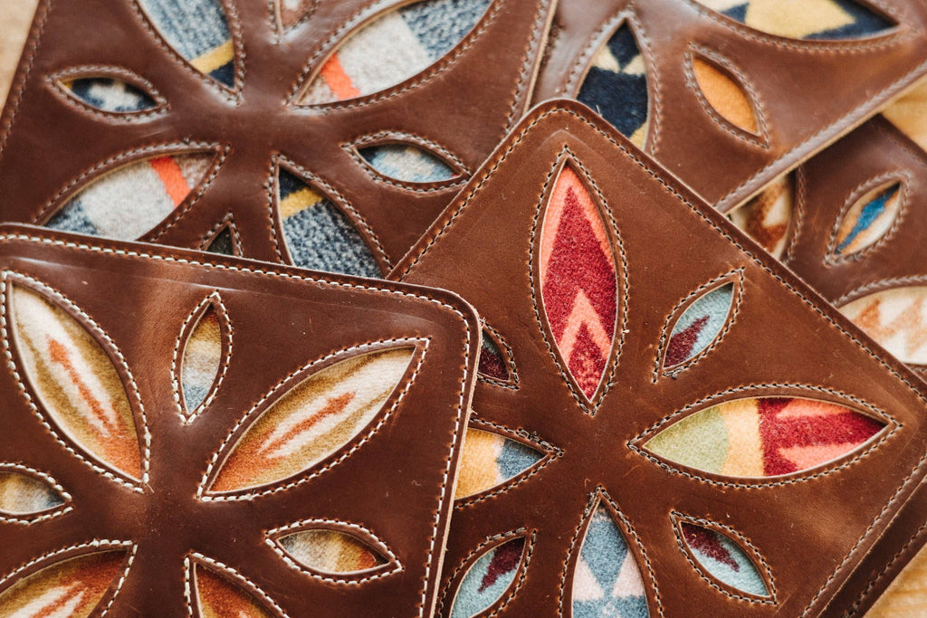 Horween Leather and Pendleton Wool Trivet – 7x7 Heat-Resistant Pot Holder