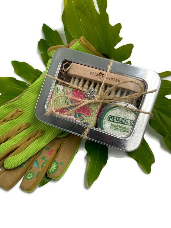 Gardener’s Hand Care Gift Set with Healing Balm, Organic Soap, Nail Brush & Reusable Tin