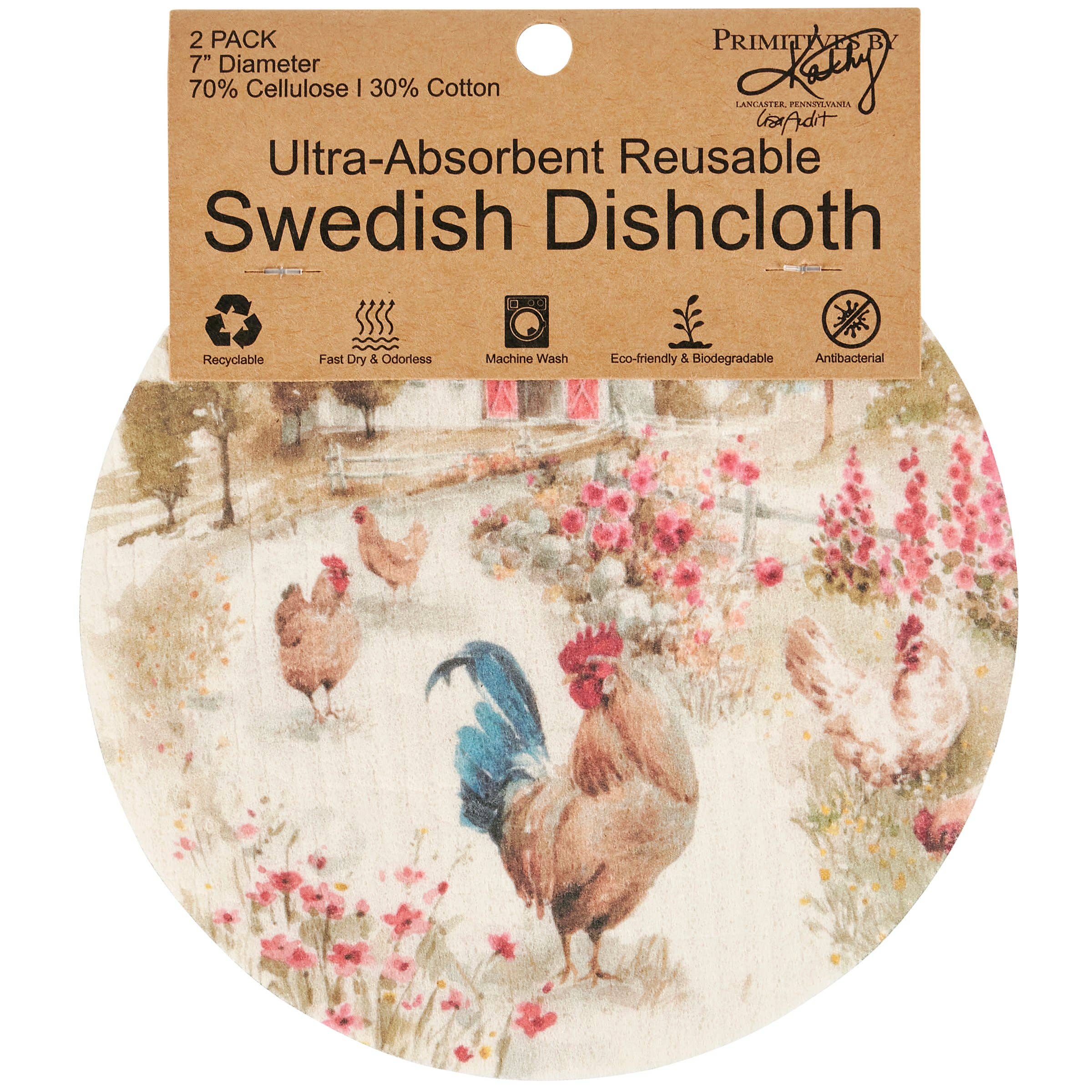 Farm-Themed Swedish Dishcloth Set – 2 Reusable, Eco-Friendly Kitchen Cloths