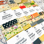 Floral Print Reusable Beeswax Food Wraps – Elegant Eco-Friendly Kitchen Set in Three Sizes