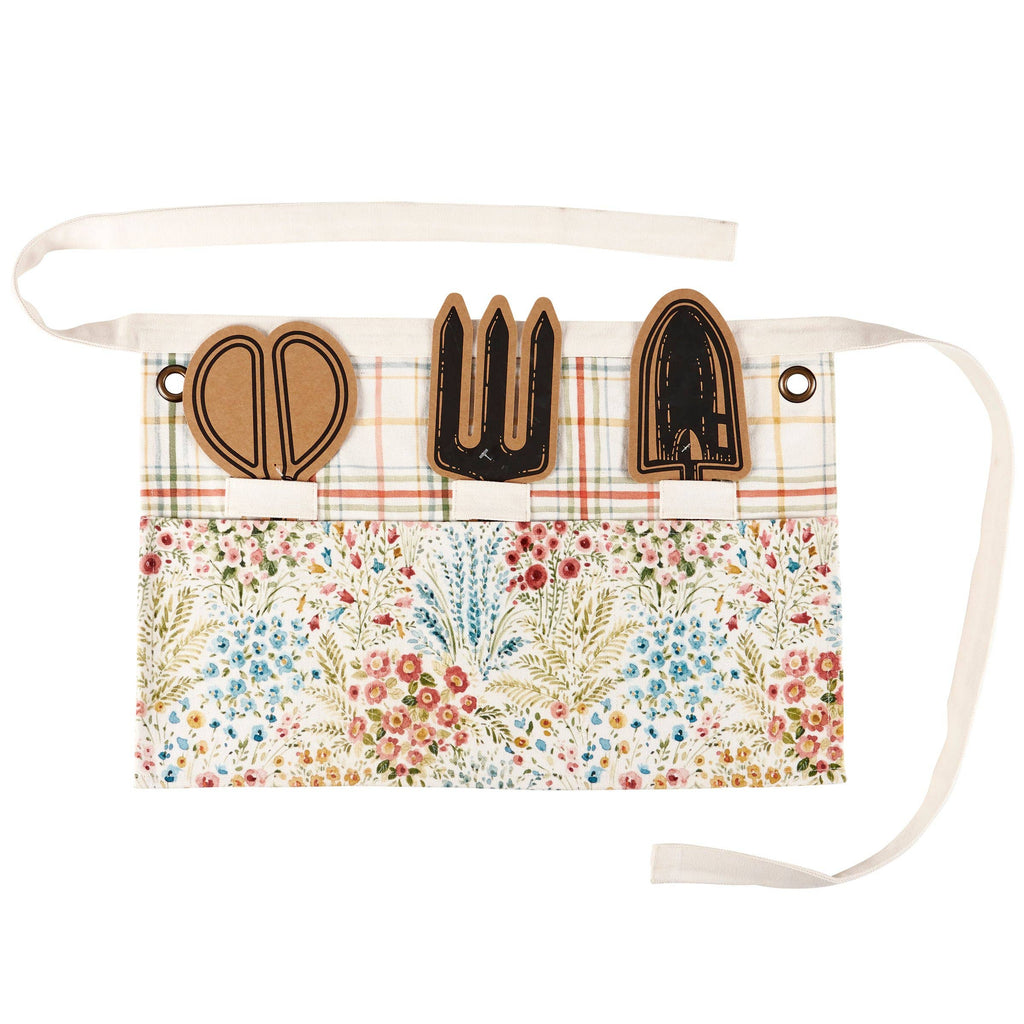 Mixed Florals Canvas Garden Apron – Half Apron with Tool Pockets and Accessory Loops