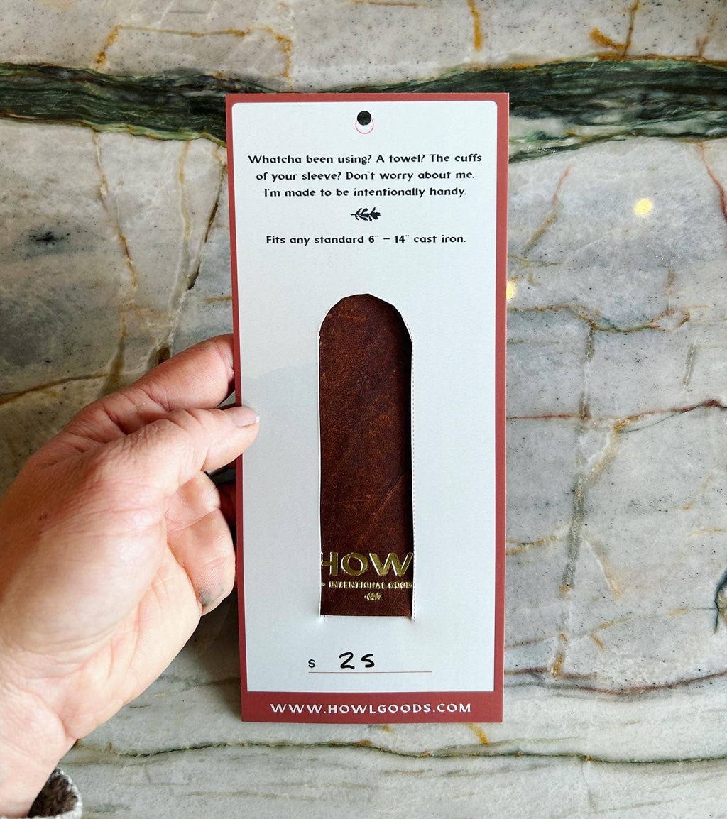 Cast Iron Handle Potholder – Horween Leather and Pendleton Wool Grip for Skillets