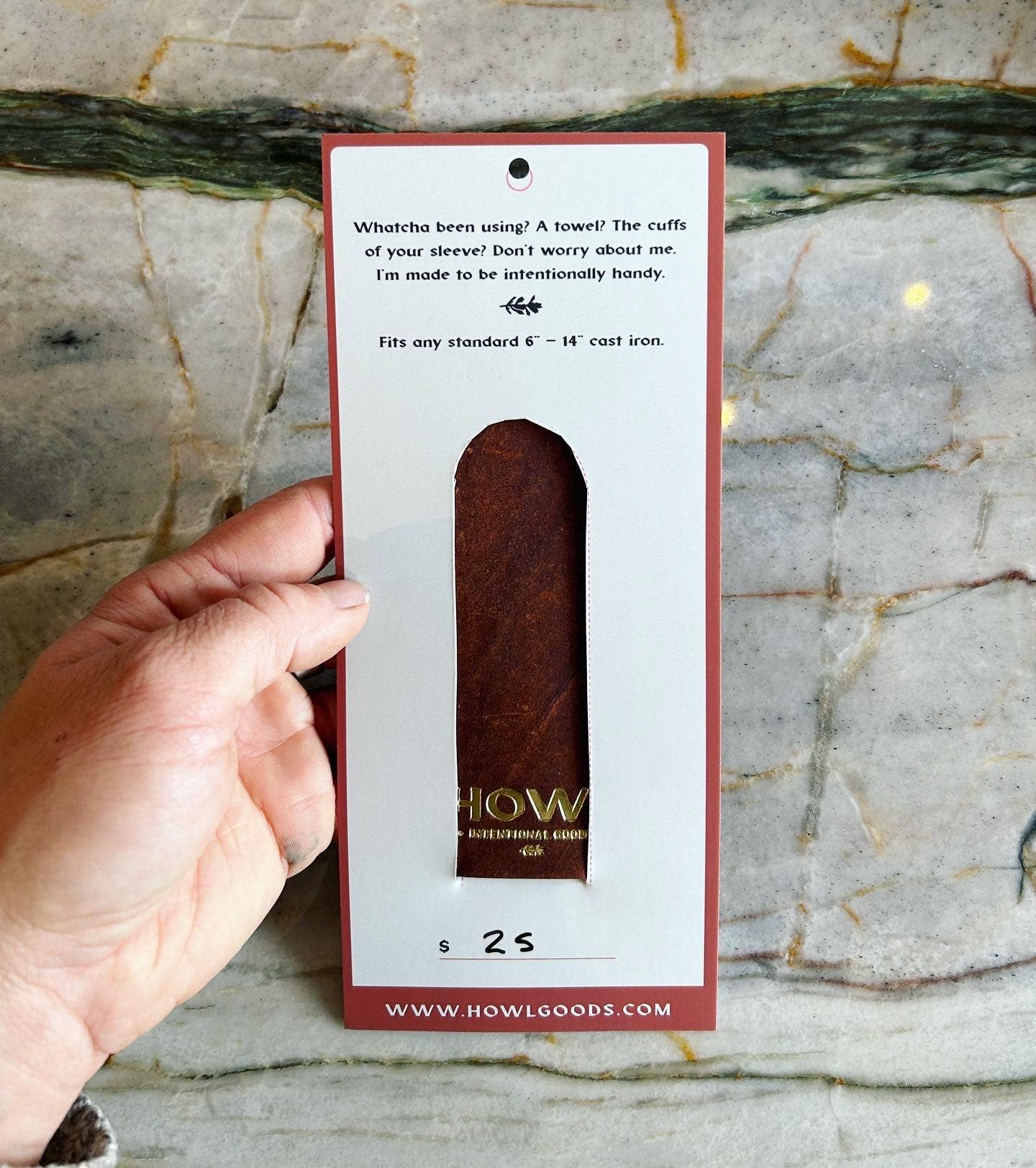 Cast Iron Handle Potholder – Horween Leather and Pendleton Wool Grip for Skillets
