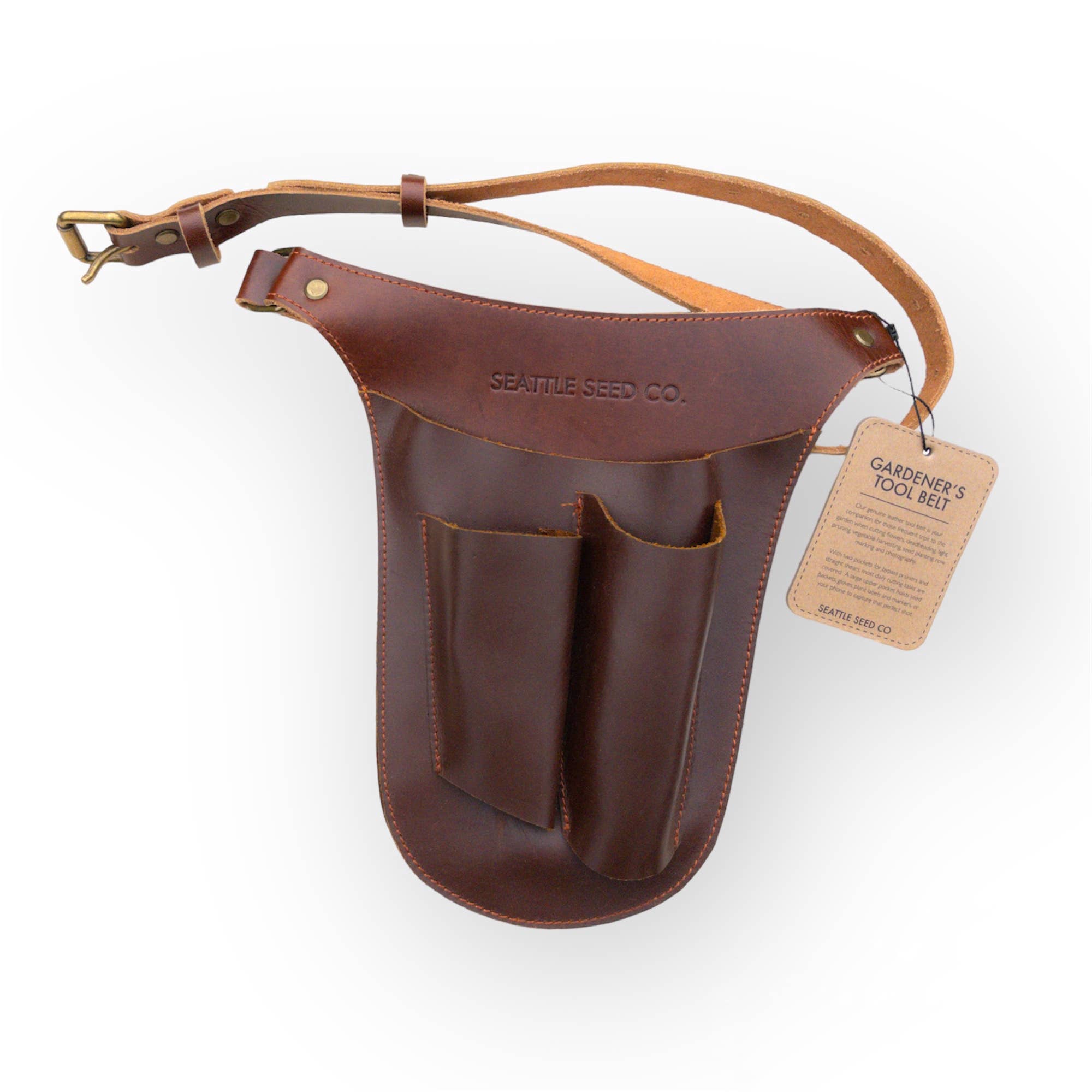 Leather Gardener’s Tool Belt with Adjustable Waist and Multi-Pocket Design