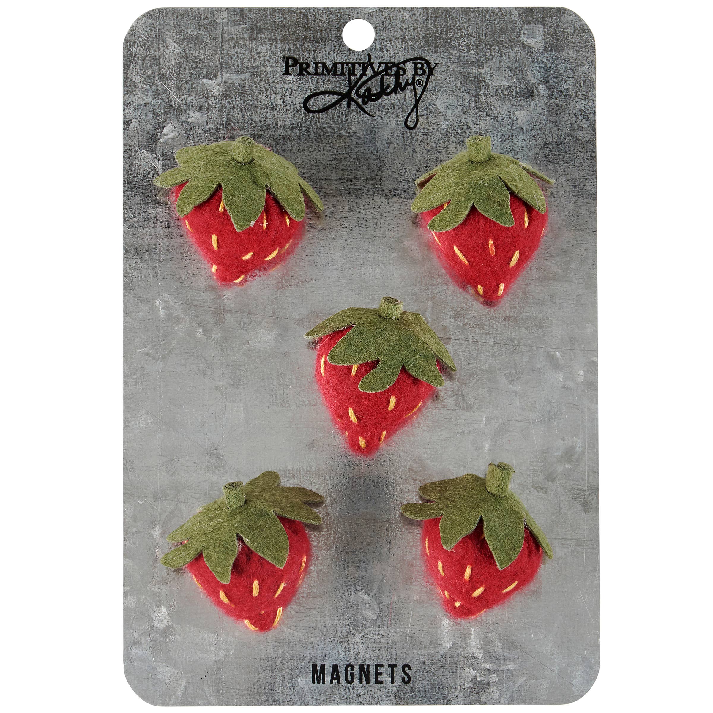 Strawberry Magnet Set – 5-Piece Felt Decorative Magnets for Kitchen or Office
