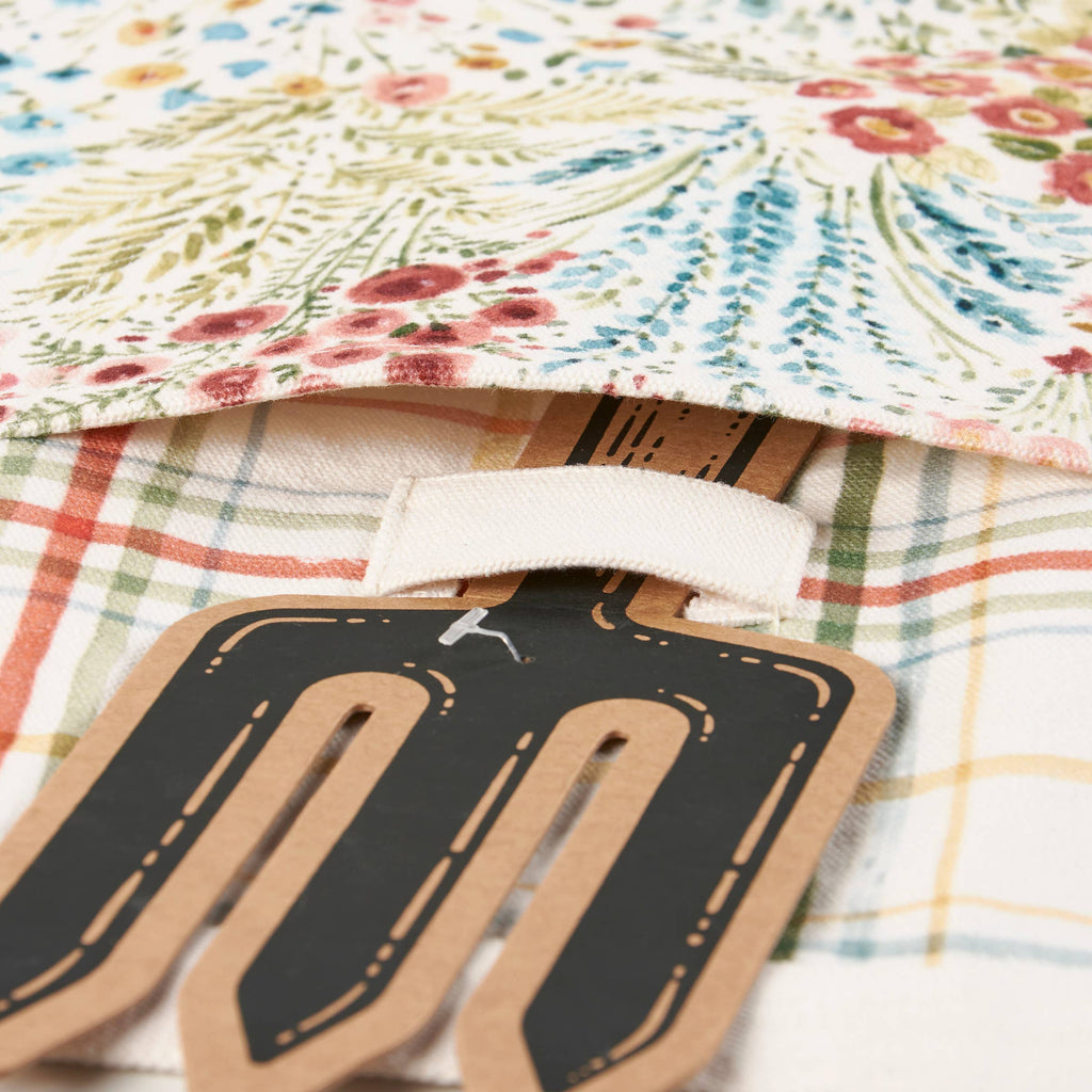 Mixed Florals Canvas Garden Apron – Half Apron with Tool Pockets and Accessory Loops