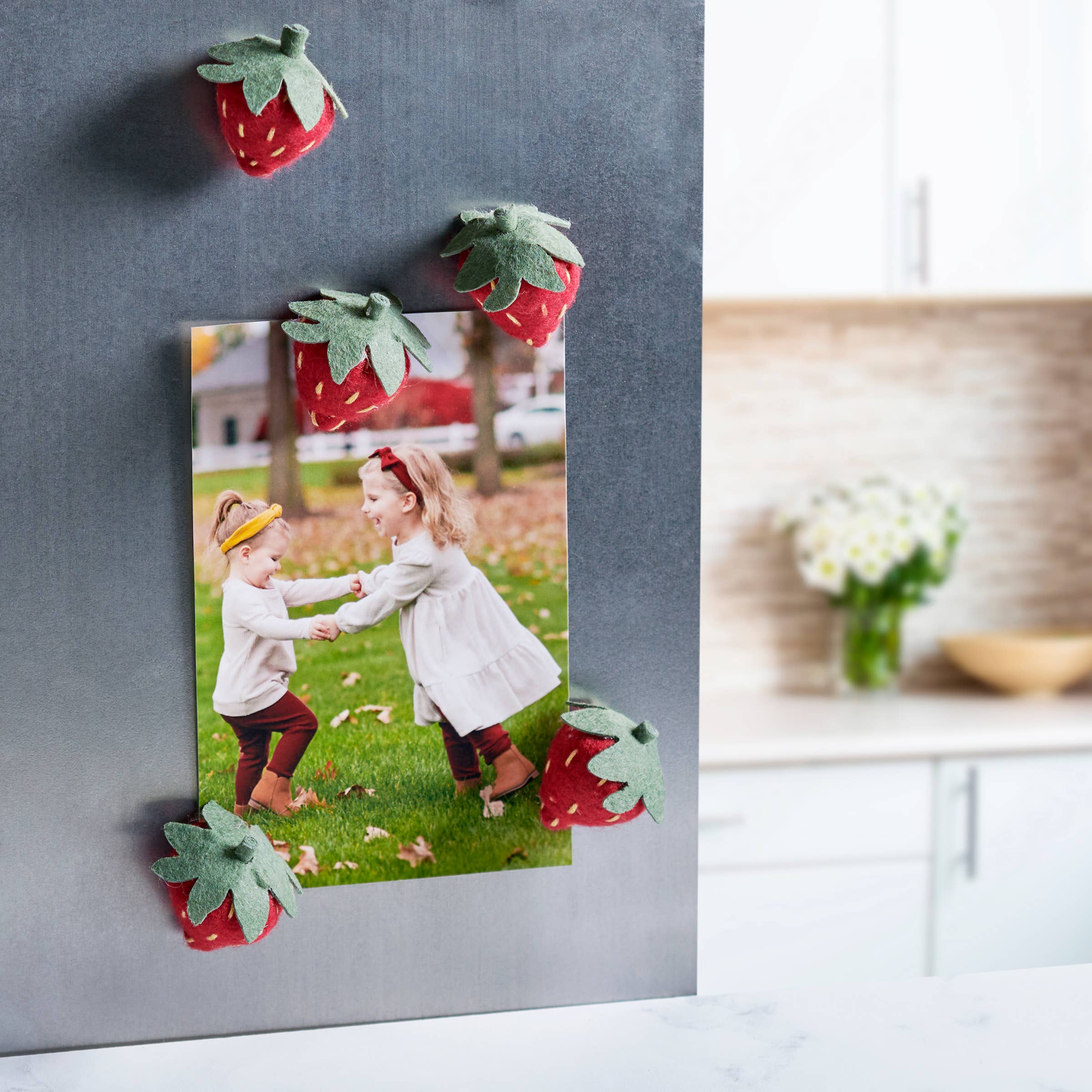 Strawberry Magnet Set – 5-Piece Felt Decorative Magnets for Kitchen or Office