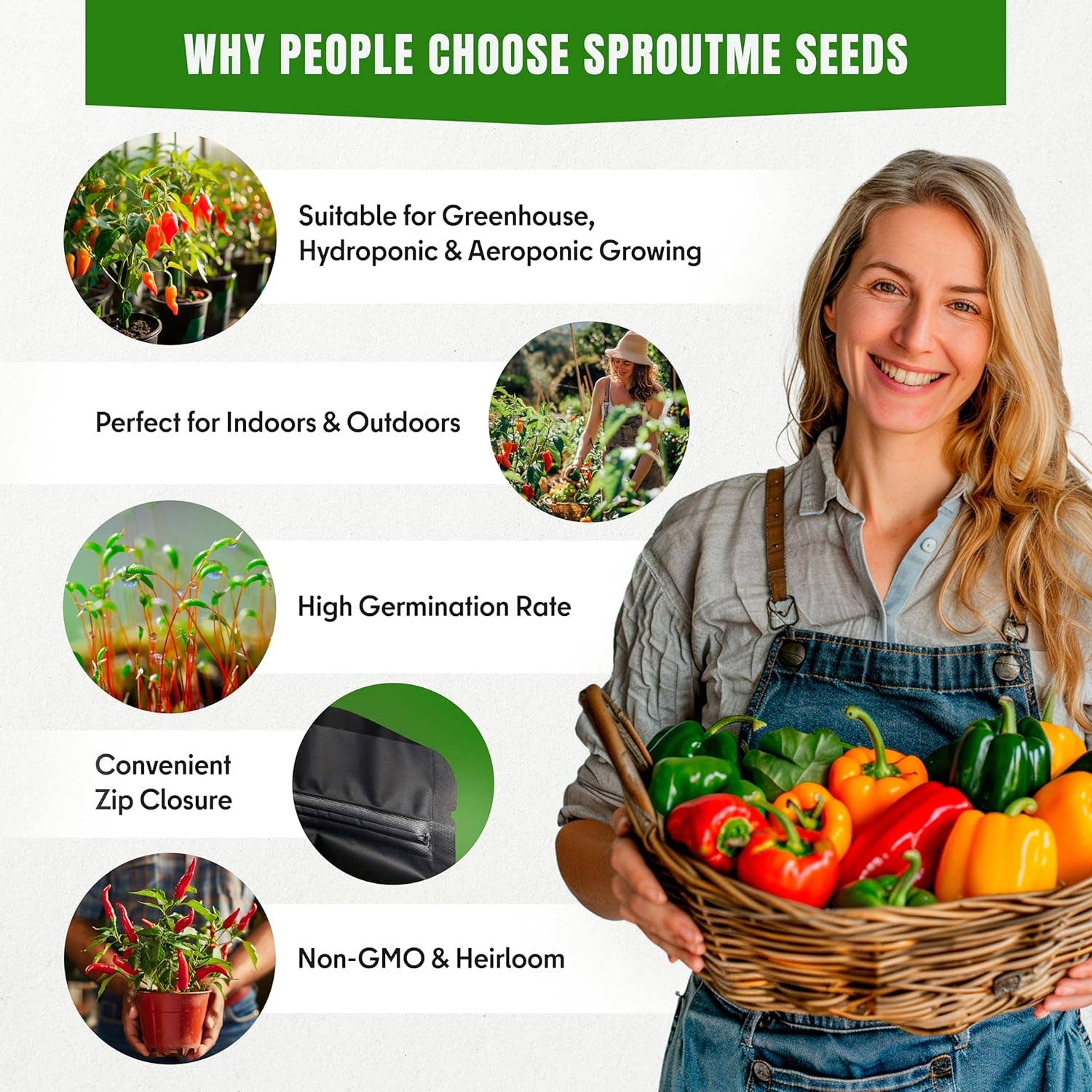 Variety pack. 15 varieties of Sweet & Hot Pepper seeds.