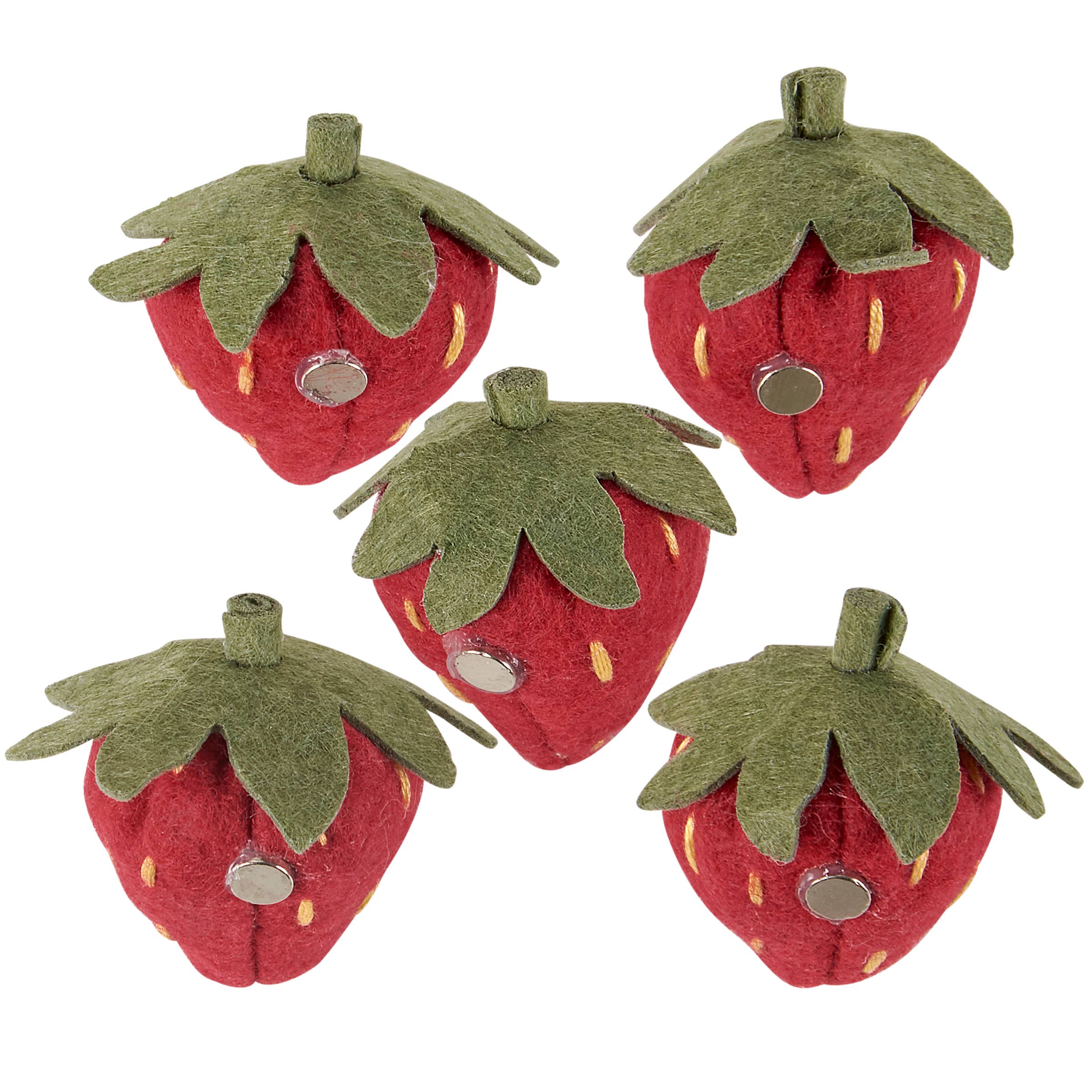 Strawberry Magnet Set – 5-Piece Felt Decorative Magnets for Kitchen or Office